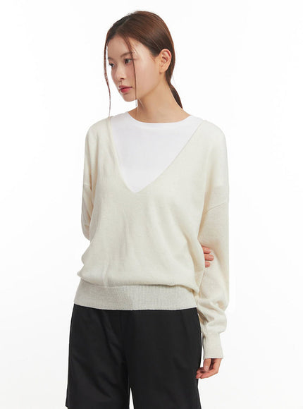 Loose-Fit V-Neck Sweater IM513