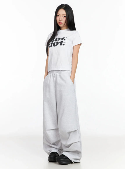 Polka Dot Graphic Crop Top IA507