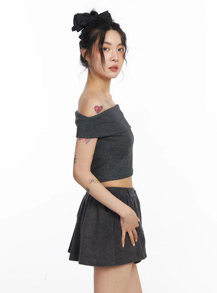 cropped-off-shoulder-top-cj522 / Dark gray