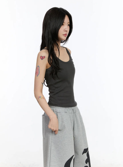 basic-ribbed-tank-top-ca506 / Dark gray