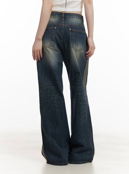 Daisee Striped Wide-Leg Jeans CF518