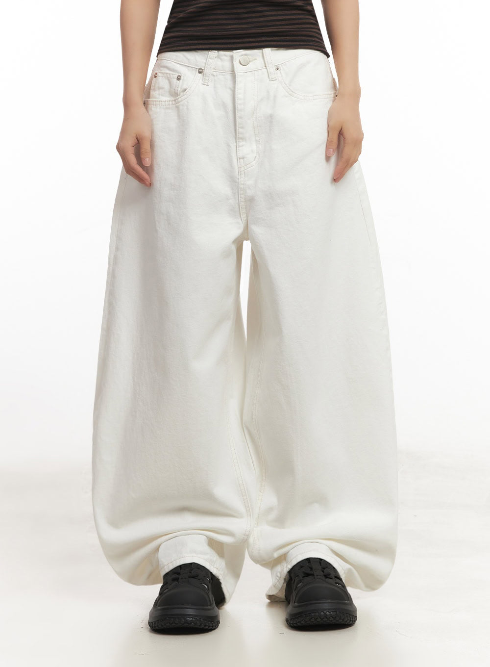 Wide-Fit Ribbon Cotton Trousers IA515