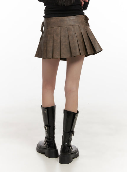 pleated-faux-leather-lace-up-mini-skirt-cd426