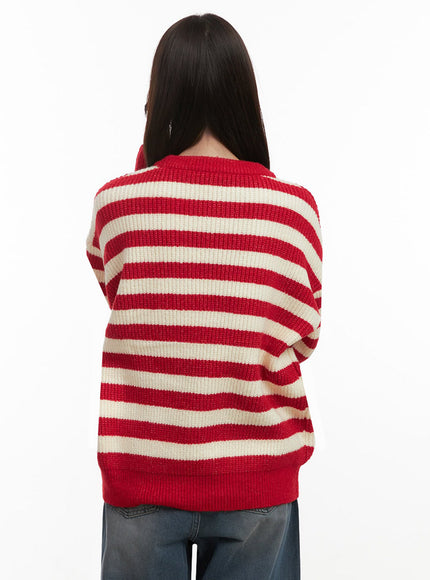 Cozy Striped Oversized Sweater IJ510