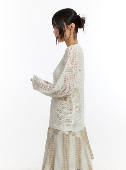 Star Mesh Knit Long-Sleeve Top CA508