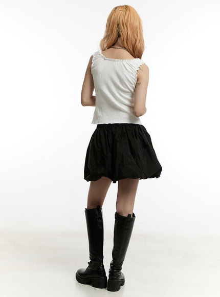 Solid Balloon-Fit Mini Skirt CY506