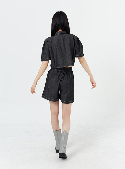 Wide Leg Denim Shorts OM317