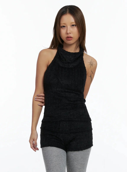 Textured Knit Turtleneck Top IN528