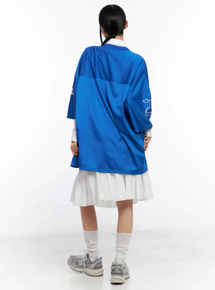 Oversized V-Neck Graphic Tee CL529