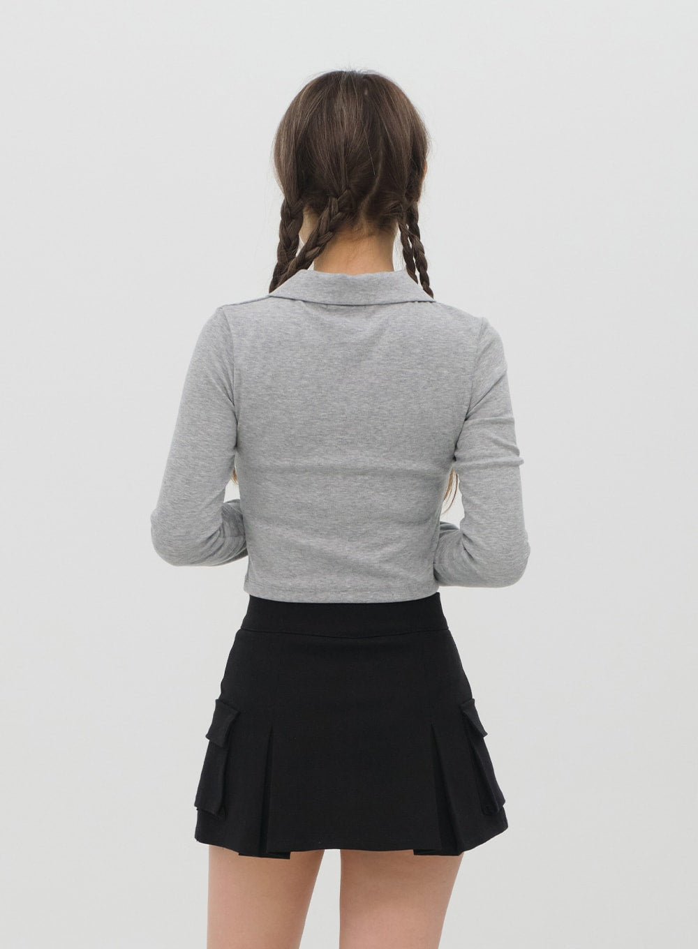 Cropped Shirt with Front Shirring C1002