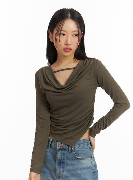 Asymmetrical Draped Crop Top CJ426