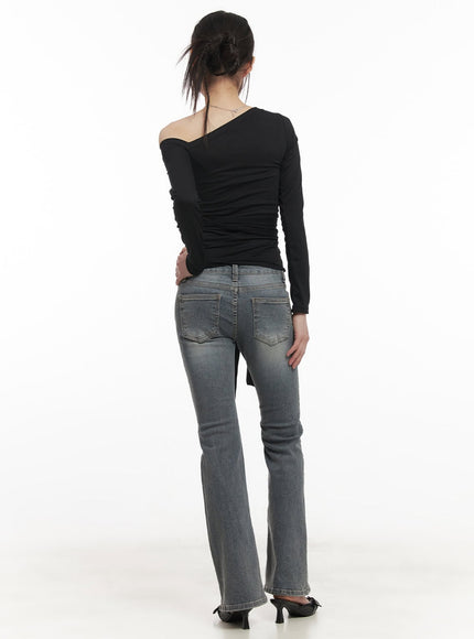 Rachel Washed Bootcut Jeans with Hip Pads CF518