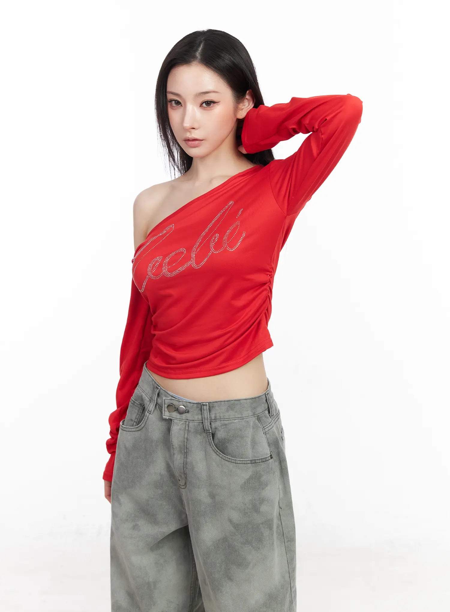 rhinestone-asymmetric-off-shoulder-long-sleeve-top-cm519