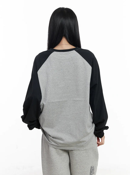 Graphic Raglan Oversized Long Sleeve Tee CJ515