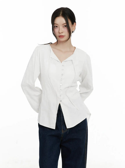 elegant-chiffon-long-sleeve-blouse-f502 / White