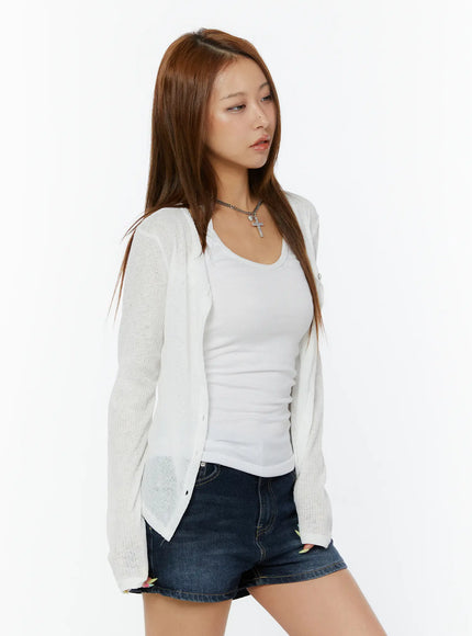 lightweight-button-up-cardigan-cy520 / White