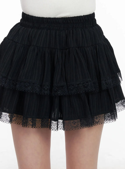 Tiered Lace Ruffle Mini Skirt CM531