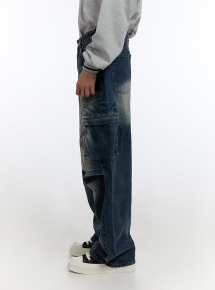 mens-cargo-pocket-washed-denim-jeans-io428