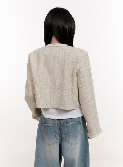 Elegant Tweed Zip-Up Crop Jacket CJ529