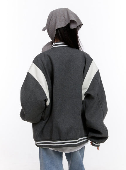 Oversized Wool-Blend Varsity Jacket CF512