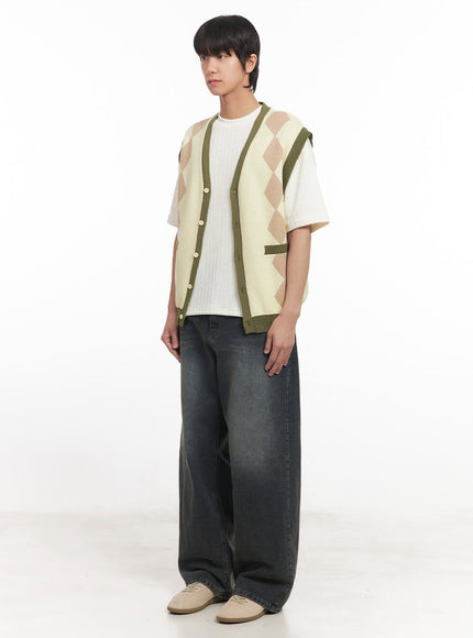 Men's Argyle V-Neck Sweater Vest IA511