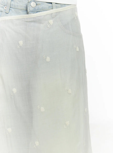 Sheer Latered Midi Skirt CJ512