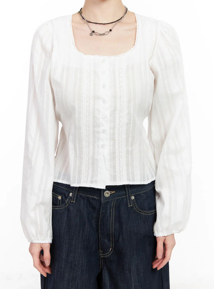 lace-button-front-square-neck-blouse-cf518
