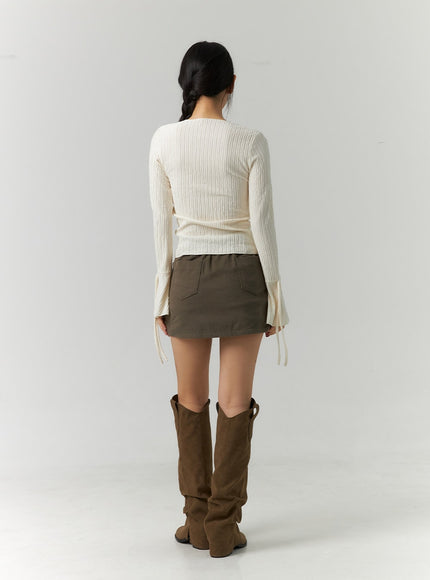 v-neck-open-buttoned-long-sleeve-top-cd307