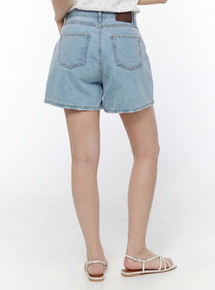 Washed Denim High-Waist Shorts IY507