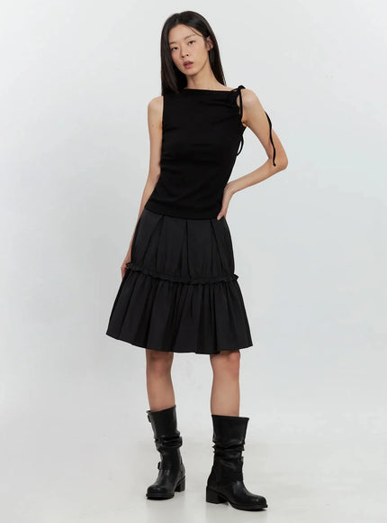 Asymmetric High Neck Tank Top IL528