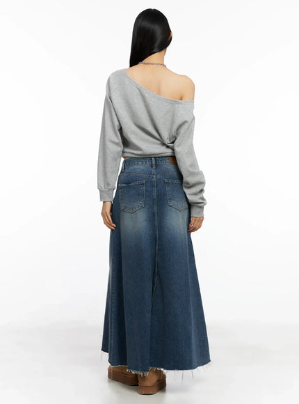 Flare Denim Maxi Skirt CO529