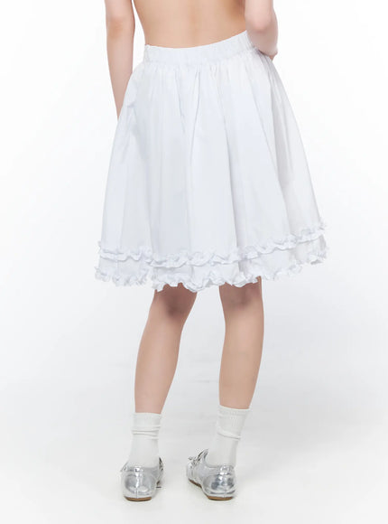 Frilled Shirred Midi Skirt CA528