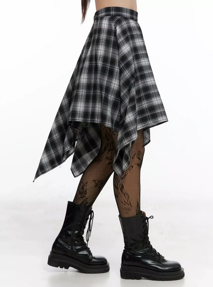 Asymmetrical Checkered Layered SkirtIG527