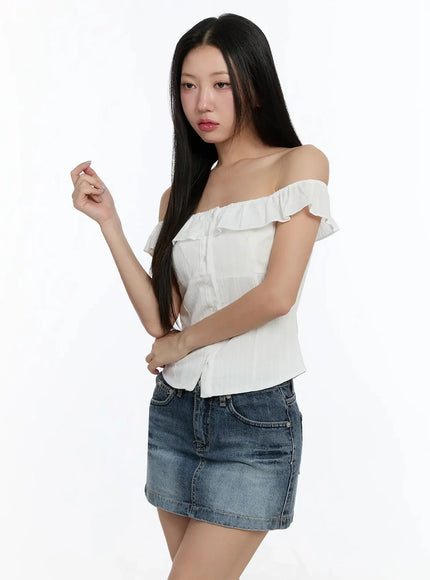 Off-Shoulder Ruffle Blouse IM509