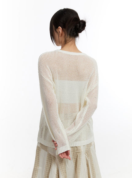 Star Mesh Knit Long-Sleeve Top CA508