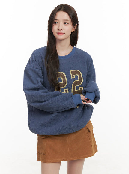 Fuzzy Oversized Crew-Neck Sweatshirt IJ510