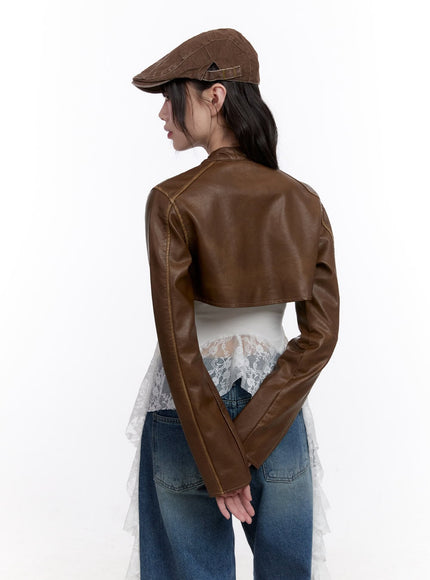 stitched-faux-leather-bolero-jacket-cf511