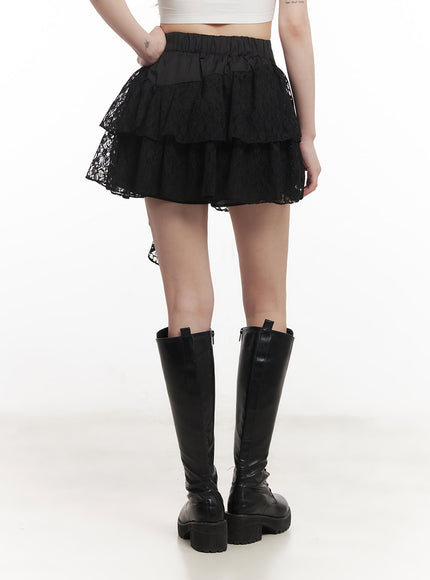 Asymmetric Lace Ruffle Mini Skirt CM519