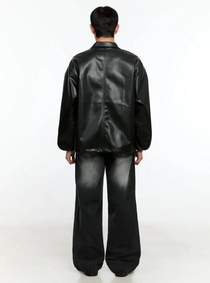 Men's Oversized Faux Leather Jacket IN506
