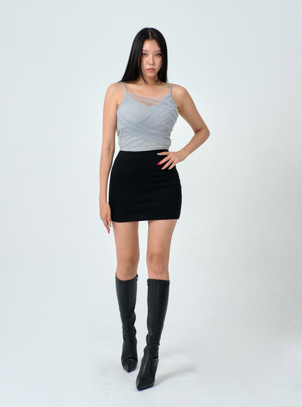 Mesh Detail Crop Sleeveless Top IN25