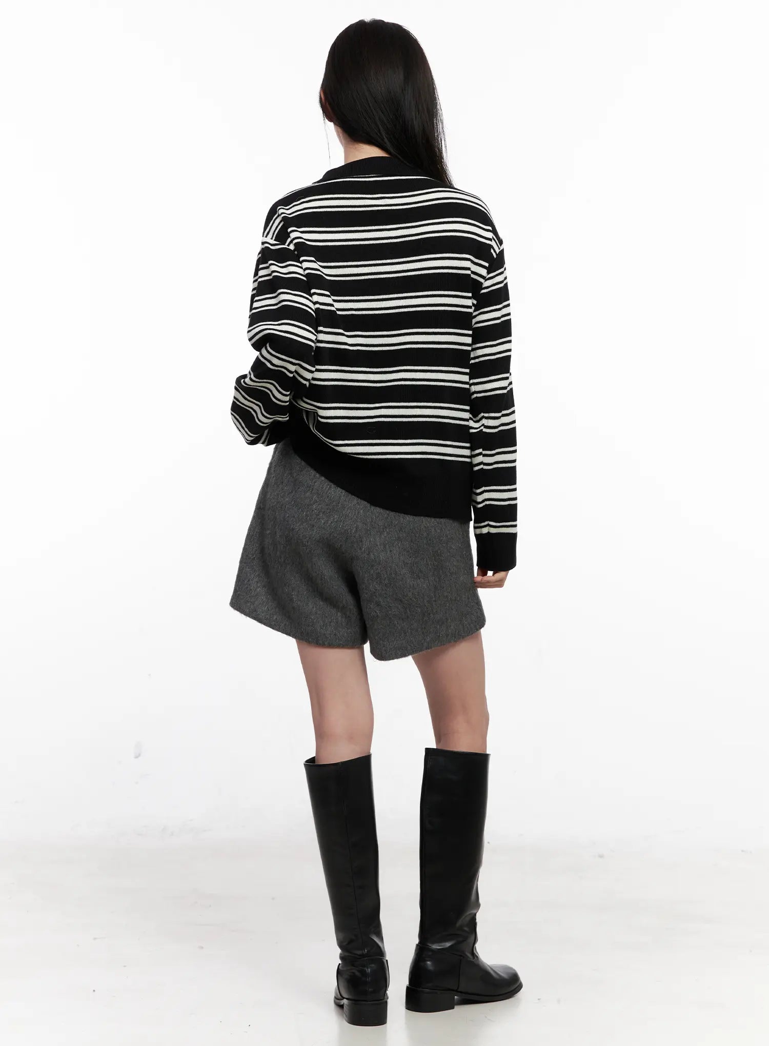 Striped Henley Neck Knit CN504
