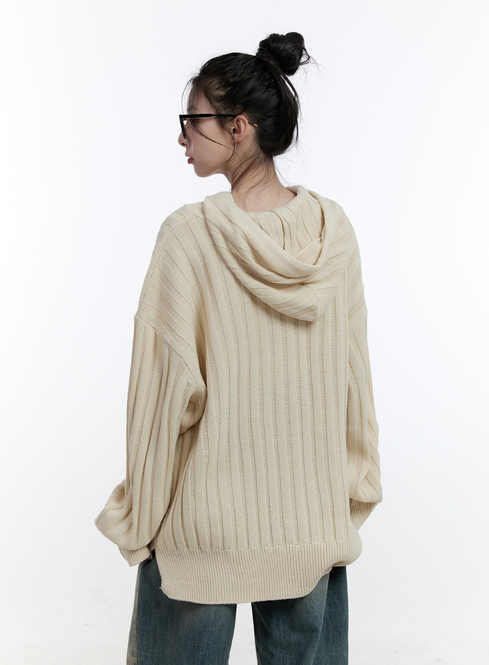 Oversize Ribbed Hooded Sweater CJ522