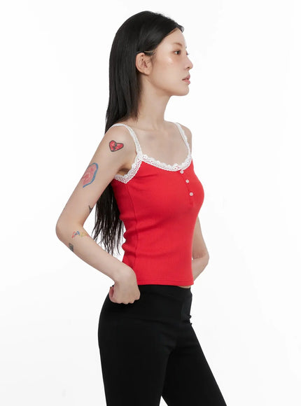 Lace Trim Tank Top IS508