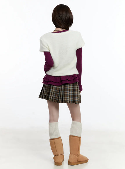 plaid-pleated-mini-skirt-cn525