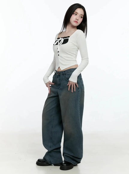 Rayna Mid Wash Wide Fit Jeans IO527