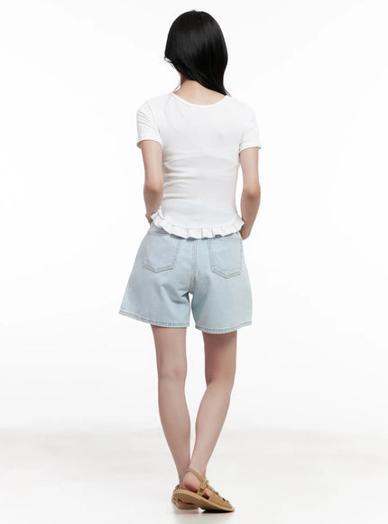 Casual Light-Wash Denim Shorts CL516