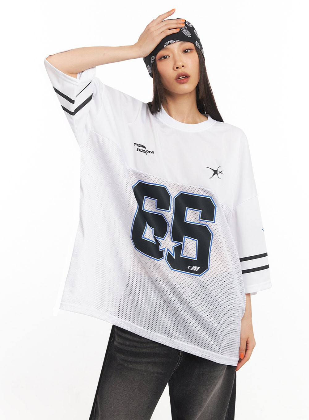 Oversized Mesh Graphic Tee IA504