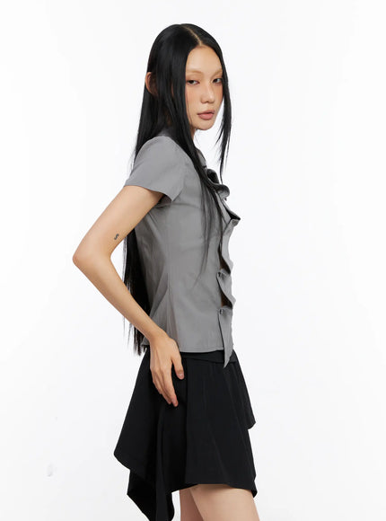 asymmetric-collar-button-down-blouse-cl530