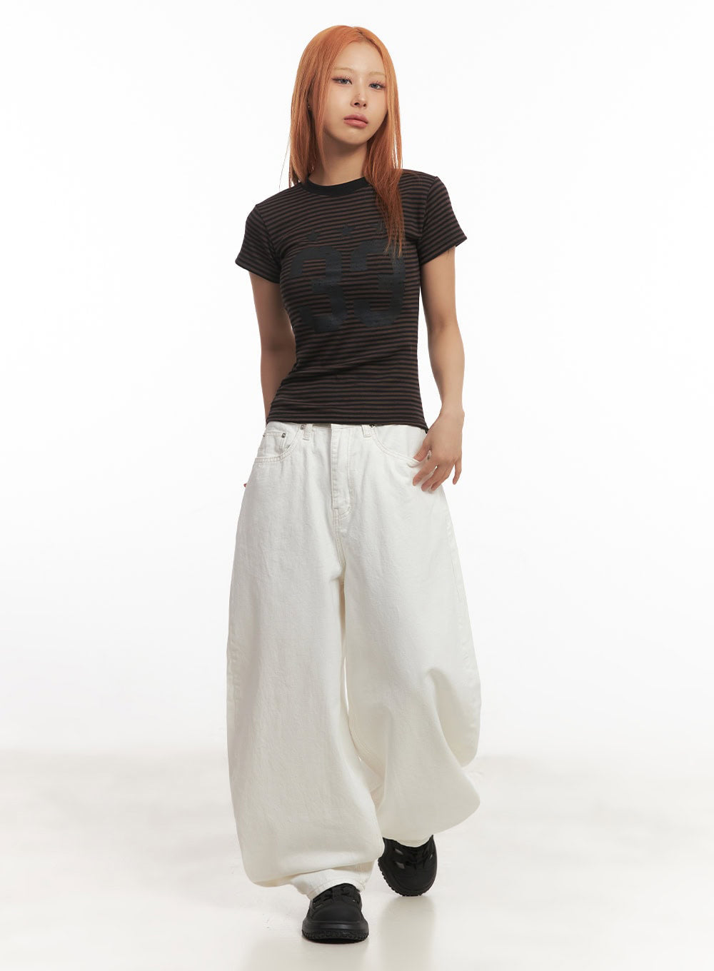 Wide-Fit Ribbon Cotton Trousers IA515