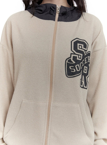 Zip-Up Graphic Sweatshirt with Hood CF512